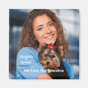 I Love My Cute Puppy And Grandma Personalize Magnet