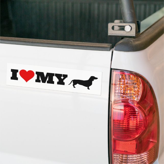 I Love My Dachshund Bumper Sticker (On Truck)