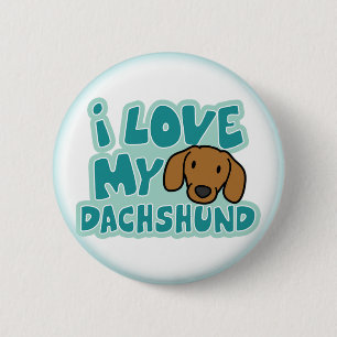 I Love My Dachshund Button