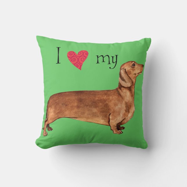 I Love my Dachshund Cushion (Front)