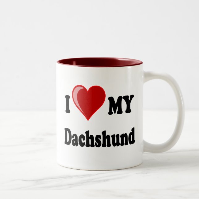 I Love My Dachshund Dog Gifts & Apparel Two-Tone Coffee Mug (Right)
