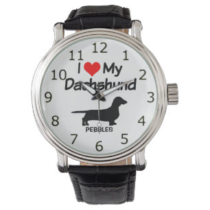 I Love My Dachshund Dog Silhouette Watch