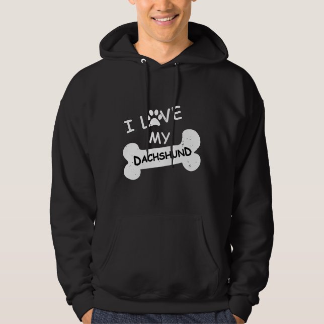 I Love My Dachshund For Dog Lovers Paw Print Dachs Hoodie (Front)