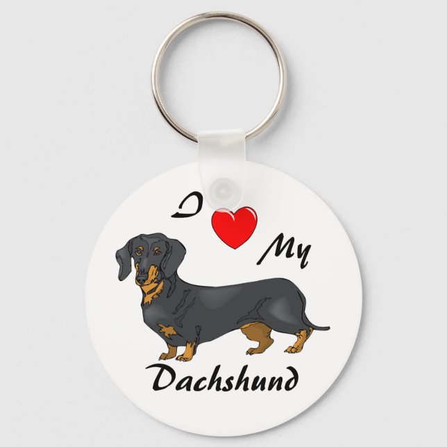 I Love My Dachshund Keychain (Front)
