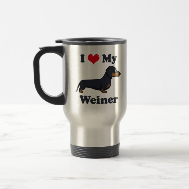 I love my Dachshund pup Travel Mug (Left)
