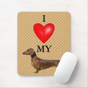 I Love My Dachshund Red Heart Mouse Mat