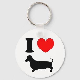 I Love My Dachshund Red Heart Wiener Dog Key Ring