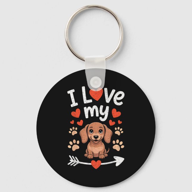 I Love My Dachshund - Wiener Dog Trainer Breeder P Key Ring (Front)