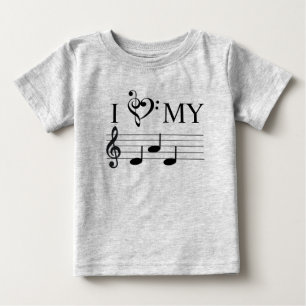 I Love My Dad Music Notes Heart Treble Clef Funny  Baby T-Shirt