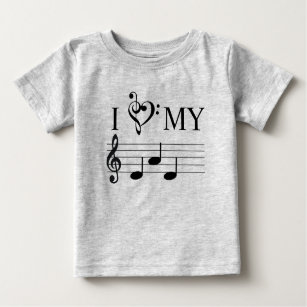 I Love My Dad Music Notes Heart Treble Clef Funny  Baby T-Shirt