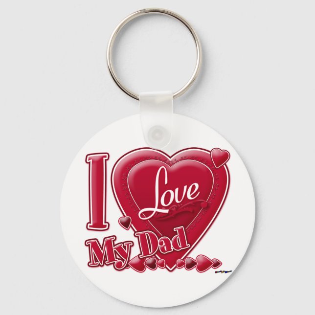 I Love My Dad red - heart Key Ring (Front)