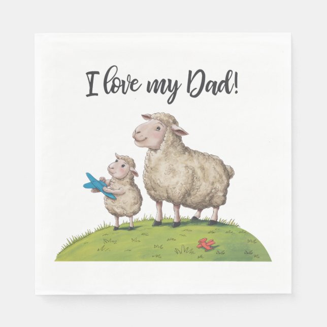 I Love My Dad Sheep Napkin (Front)