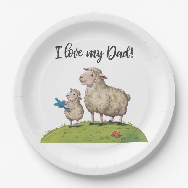 I Love My Dad Sheep Paper Plate (Front)