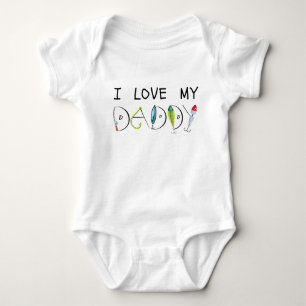 I Love My Daddy Fathers Day Gift-Gone Fishing  Baby Bodysuit