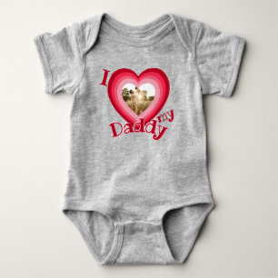 I Love My Daddy Heart Photo Personalise Name Girls Baby Bodysuit