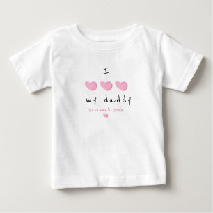 I Love My Daddy Pink Heart Custom Baby T-Shirt