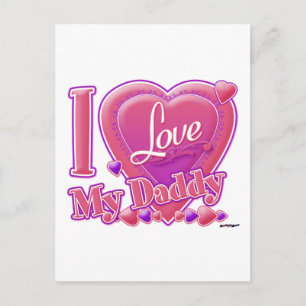 I Love My Daddy pink/purple - heart Postcard