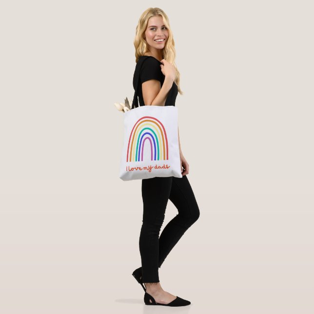 I Love My Dad's Colourful Rainbow Tote (On Model)