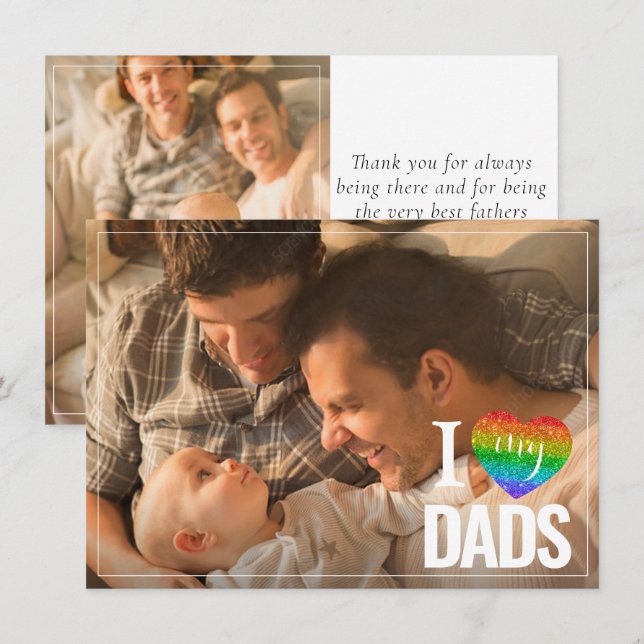 I Love My Dads | Rainbow Heart Pride Fathers Day (Front/Back)