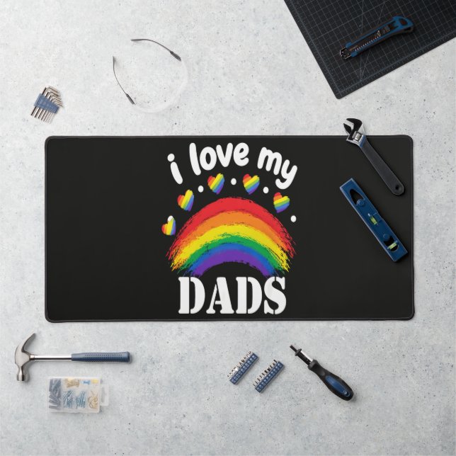 I Love My Dads Rainbow Pride Desk Mat (Workstation)