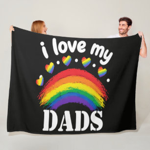 I Love My Dads Rainbow Pride Fleece Blanket