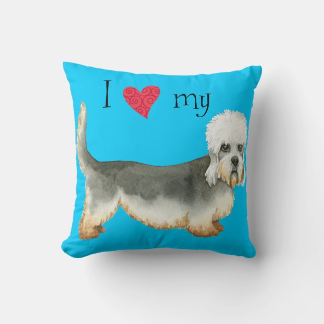 I Love my Dandie Dinmont Terrier Cushion (Front)