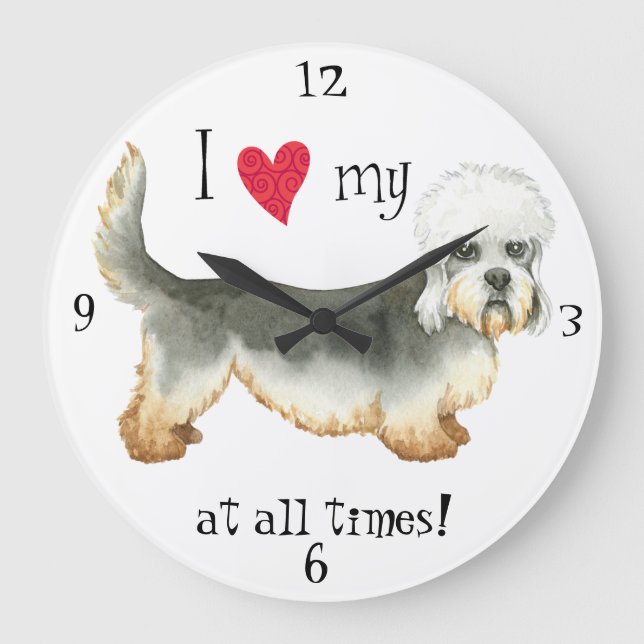 I Love my Dandie Dinmont Terrier Large Clock (Front)