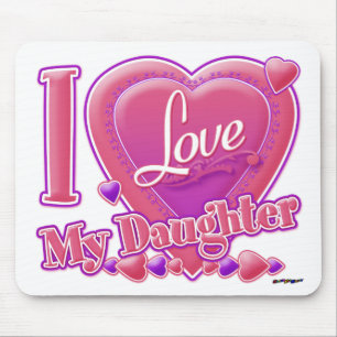 I Love My Daughter pink/purple - heart Mouse Mat