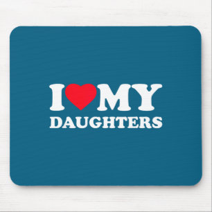 I love my daughters heart family funny Artwork Mouse Mat