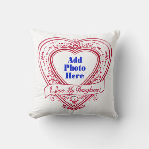 I Love My Daughters! Photo Red Hearts Cushion