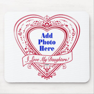 I Love My Daughters! Photo Red Hearts Mouse Mat