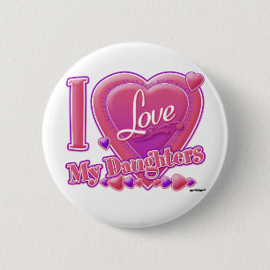 I Love My Daughters pink/purple - heart 6 Cm Round Badge