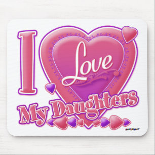 I Love My Daughters pink/purple - heart Mouse Mat