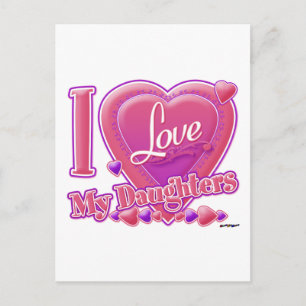 I Love My Daughters pink/purple - heart Postcard