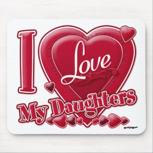 I Love My Daughters red - heart Mouse Mat
