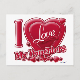 I Love My Daughters red - heart Postcard