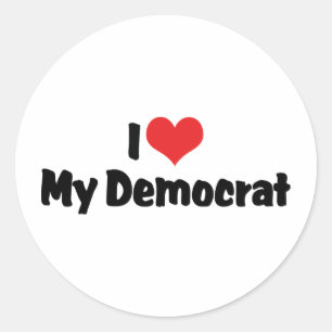 I Love My Democrat Classic Round Sticker