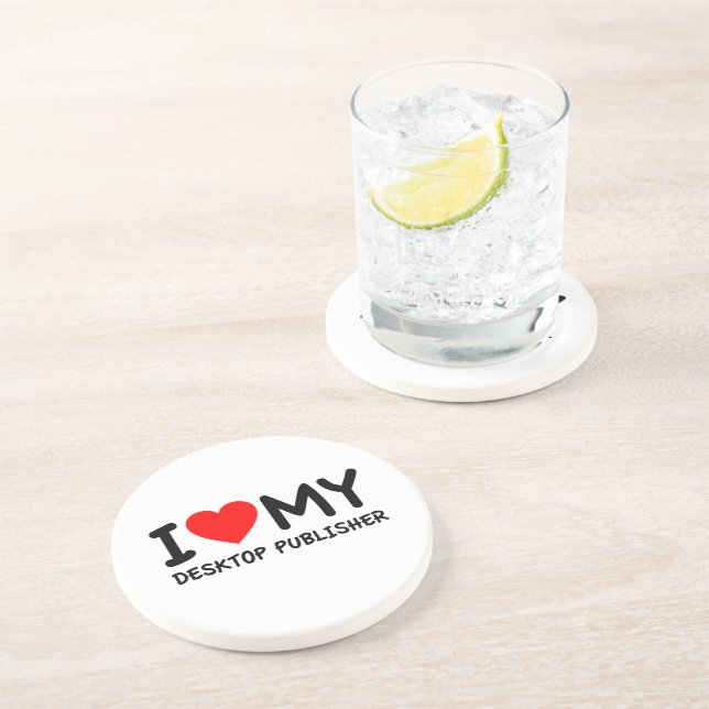 I Love my Desktop Publisher Coaster (Side)