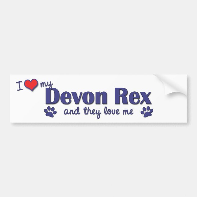 I Love My Devon Rex (Multiple Cats) Bumper Sticker (Front)