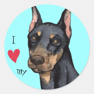 I Love my Doberman Classic Round Sticker