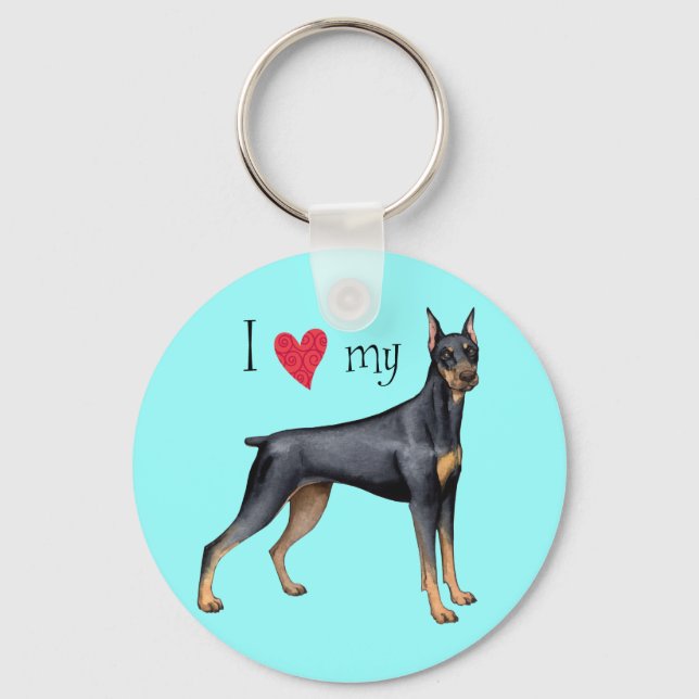 I Love my Doberman Key Ring (Front)