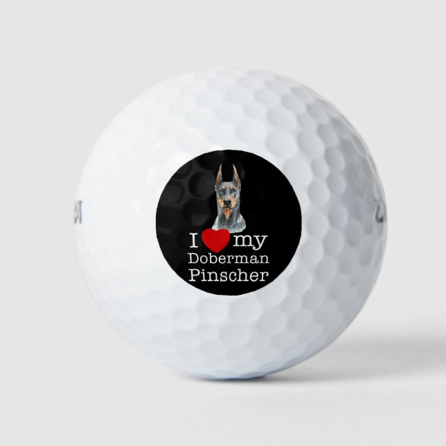 I Love My Doberman Pinscher - Dog Golf Balls (Front)