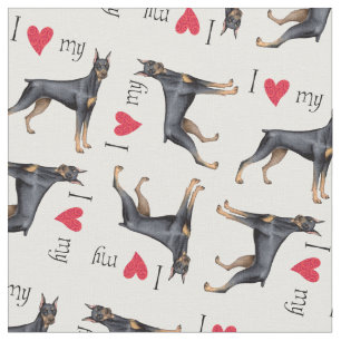 I Love my Doberman Pinscher Fabric