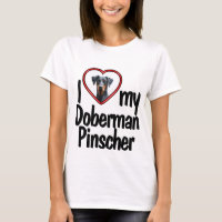 I Love My Doberman Pinscher Red Heart Photo Frame