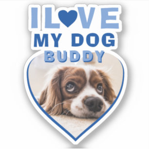 I love my Dog Blue Heart Photo Pet Name