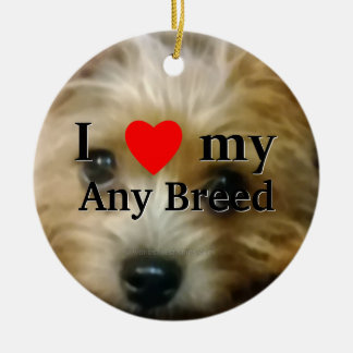 I love my dog breed ceramic tree decoration