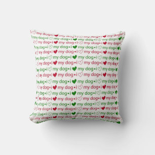 I Love My Dog Christmas Pillow