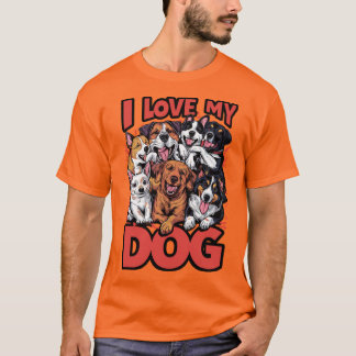 I Love My Dog Concept Graphic Design T-Shirt