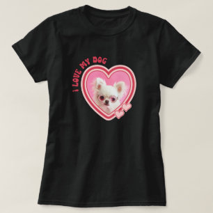 I Love My Dog Custom Photo Black T-Shirt