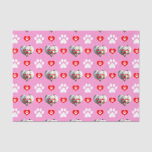 I Love My Dog Custom Photo Pattern Pink Tissue Paper